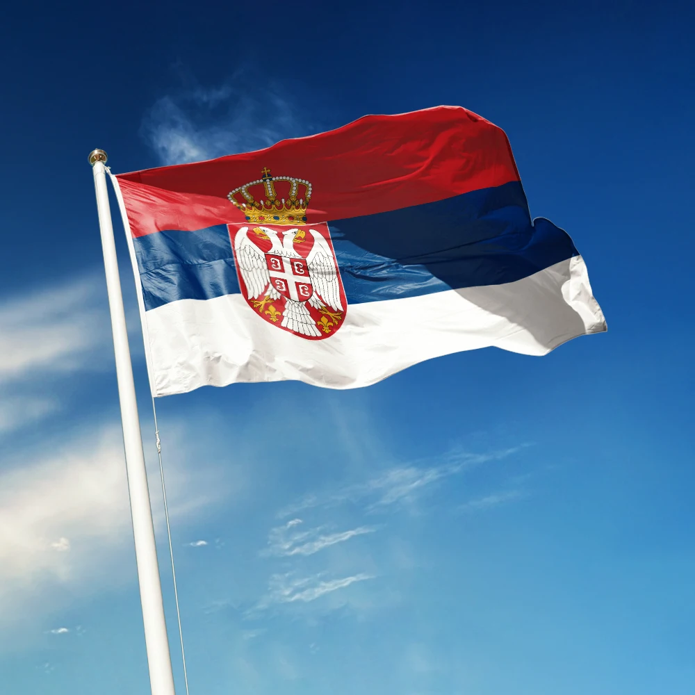 3x5 Fuß Serbien-Flagge, leuchtende Farben und lichtbeständige Leinwand, Republika Srbija Flaggen aus Polyester mit Messingösen, 3 x 5 Fuß