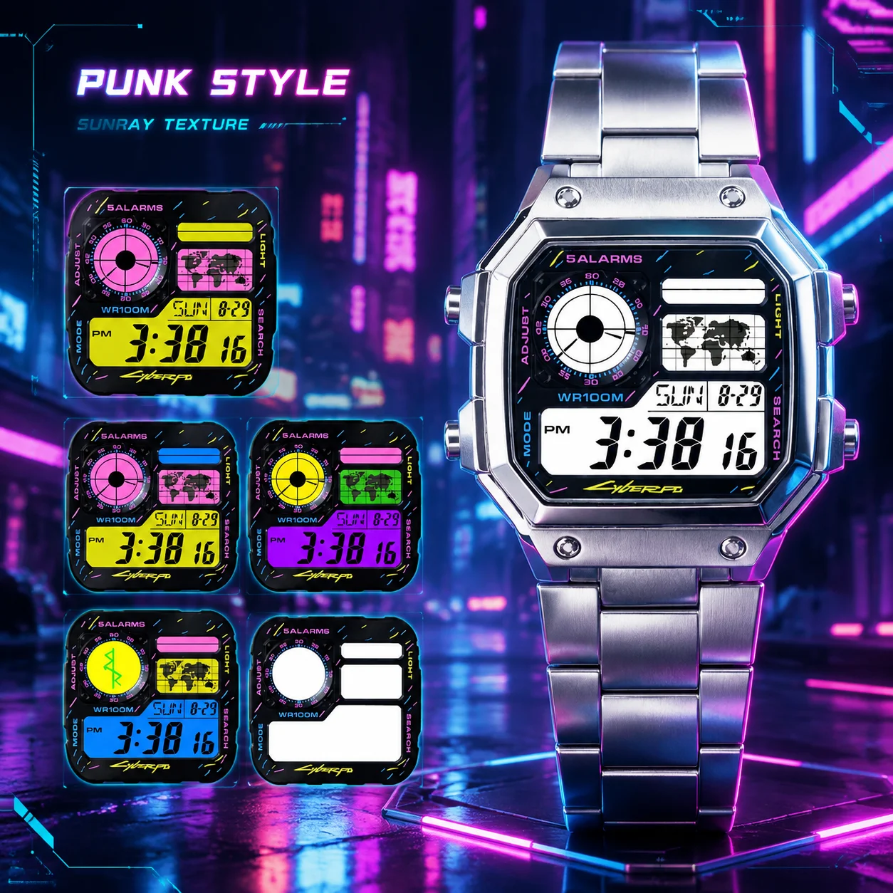 Retro Watch Sticker Faceplate Mod Compatible with Casio AE1200 Watch Watch Japan Copper Metal Sunray Punk Style Cyber Combo Kit