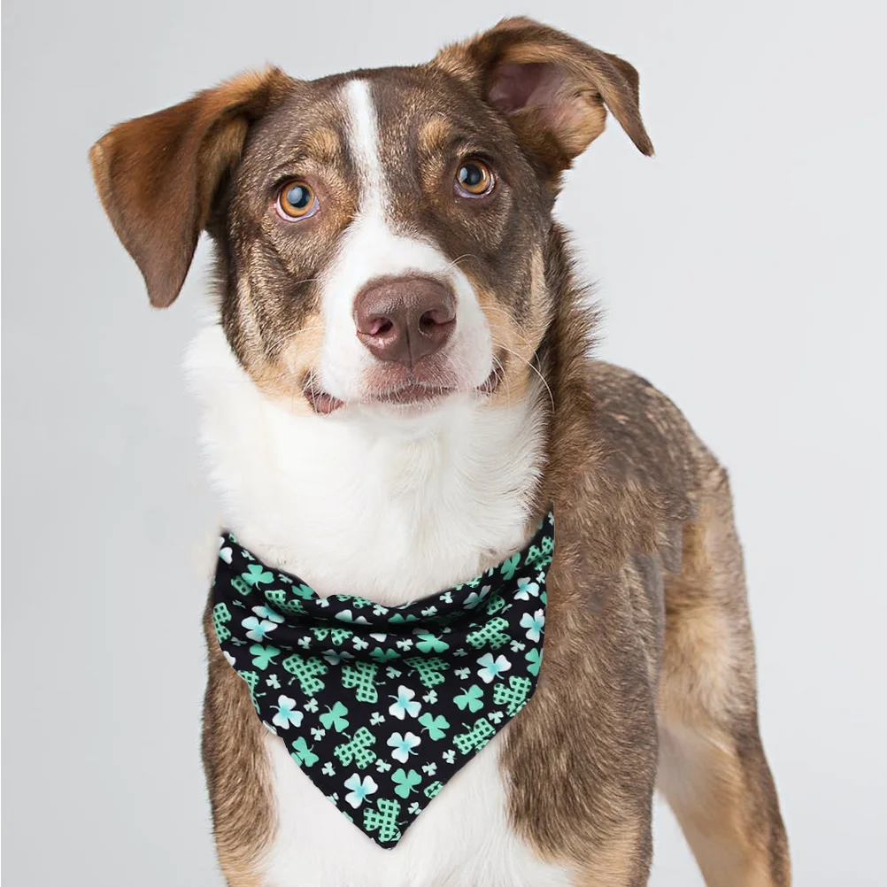 

1 pc St Patrick'S Day Pet Saliva Towel Shamrock Print Dog Bandana Washable Scarf For Medium Large Dogs Party Costume Accessory
