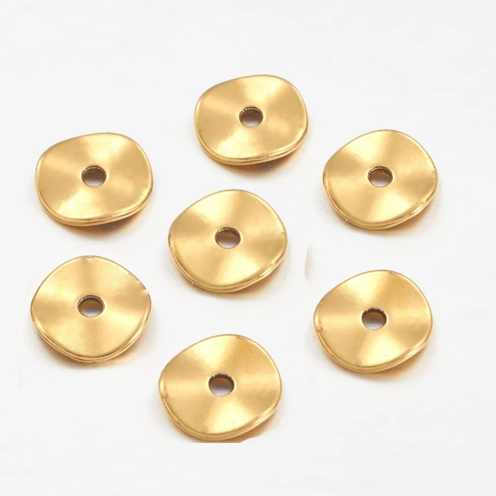 

20g Tibetan Silver Wavy Spacer Beads Lead&Nickel&Cadmium Free Disc Antique Golden Color hole: 2mm about 49pcs/20g