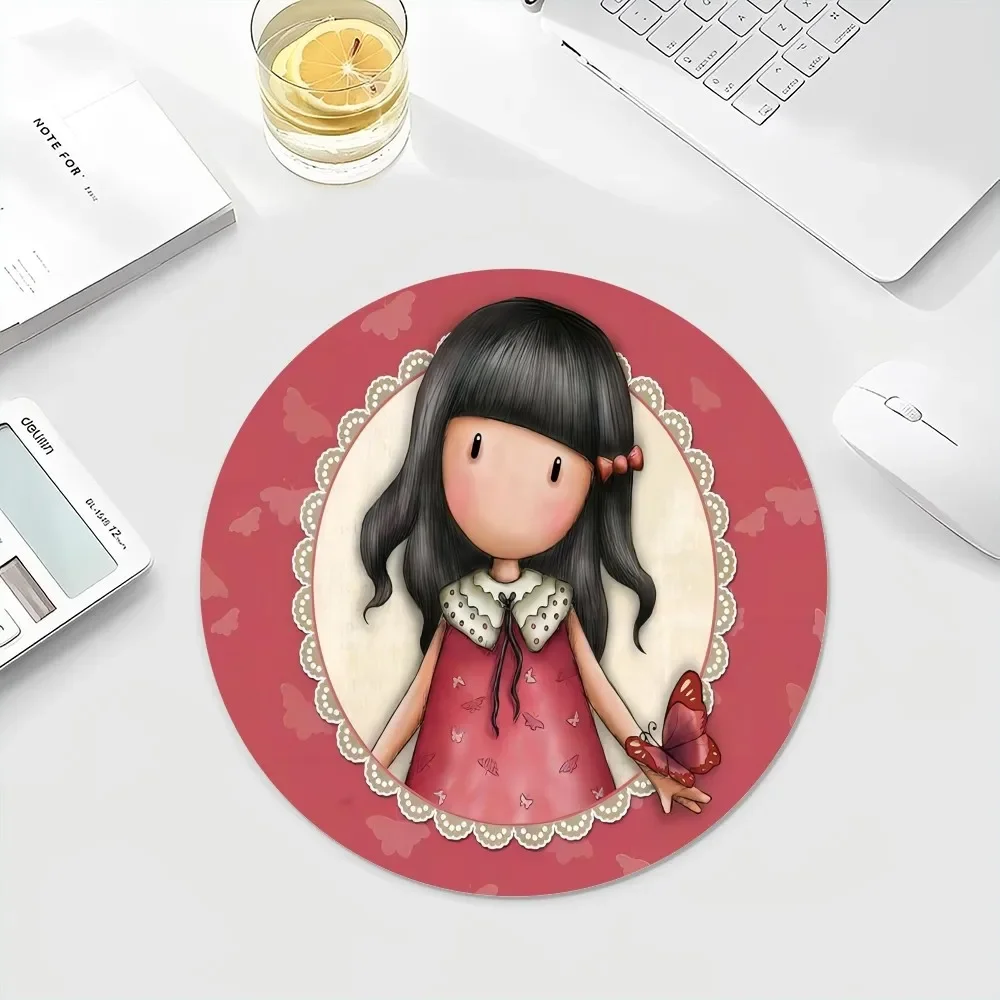 Santoro Gorjuss DIY Round Big Promotion Table Mat Student Mousepad Computer Keyboard Pad Games Pad for Teen Girls Bedroom