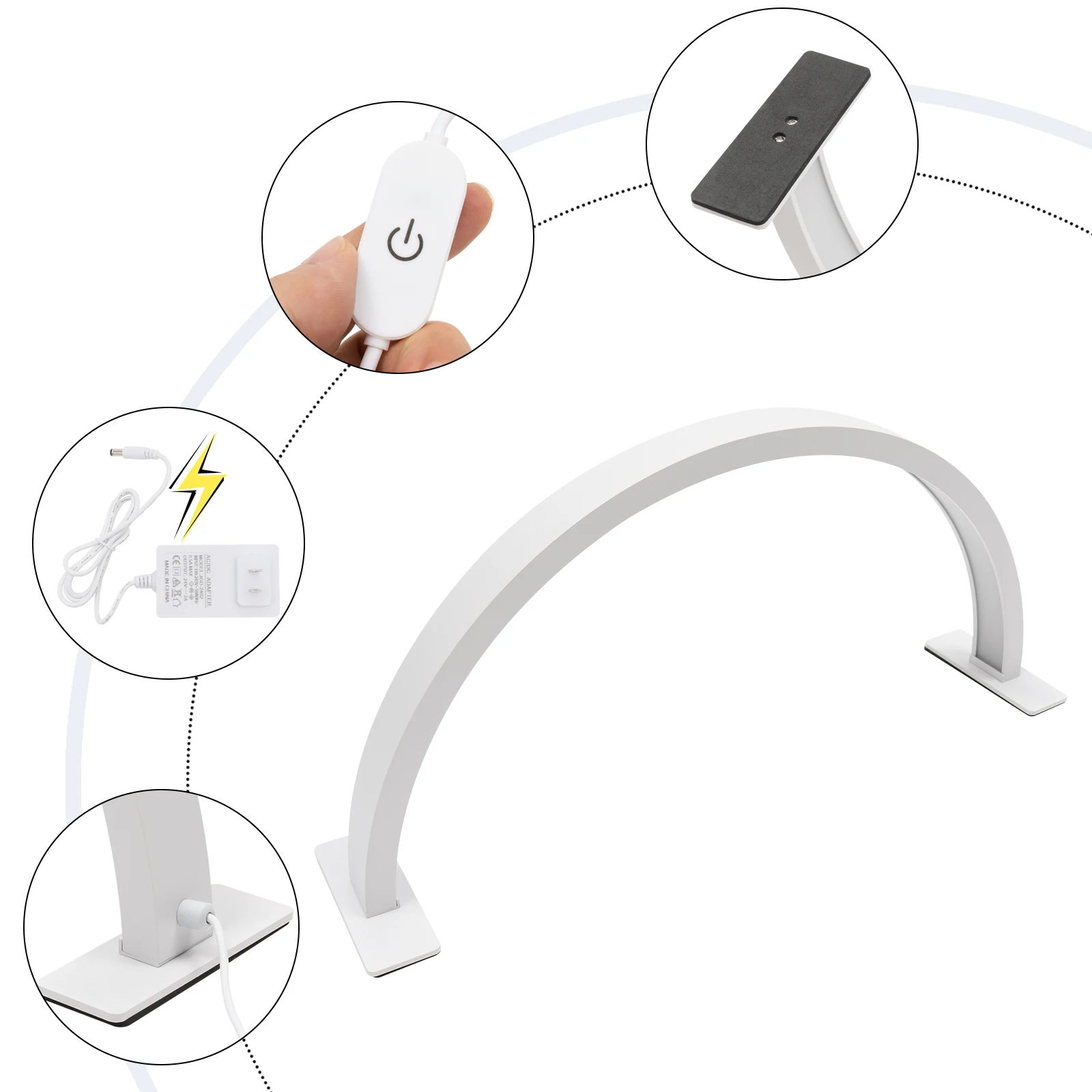 

Светодиодная лампа-полумесяц с регулируемой яркостью 3000K‑6000K, настольная лампа-полумесяц для маникюра и ухода за кожей