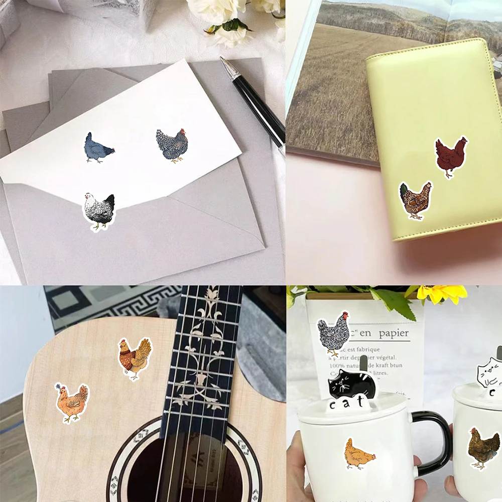 500PCS Chicken Hen Animals Roll Stickers for Water Bottles Laptop Refrigerator Luggage Computer Cartoon Funny Sticker