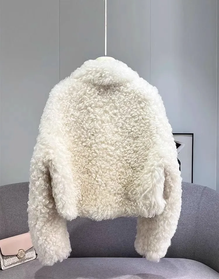 Kunstpelzjacken, Mäntel für Damen, auffällig, über dem Knie, Street Lady, mit Falten am Saum, gepolstert, V-förmiger Ausschnitt, coole Outfits, gemütlich, Distressed