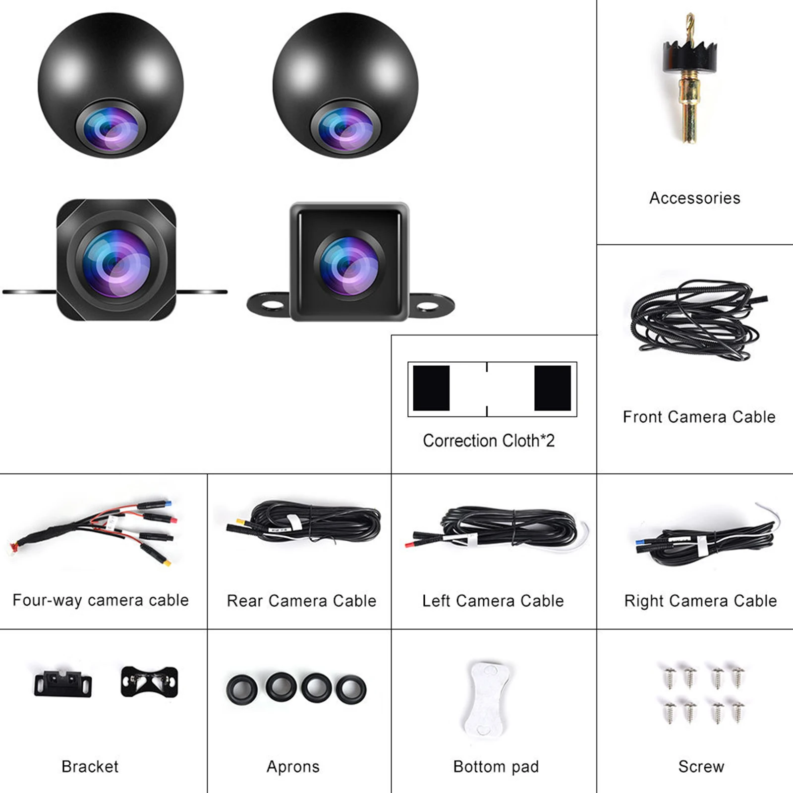 Car Blind Spot Camera 360-degree Panoramic Wired AHD720 Camera Night Vision Reversing Camera Waterproof