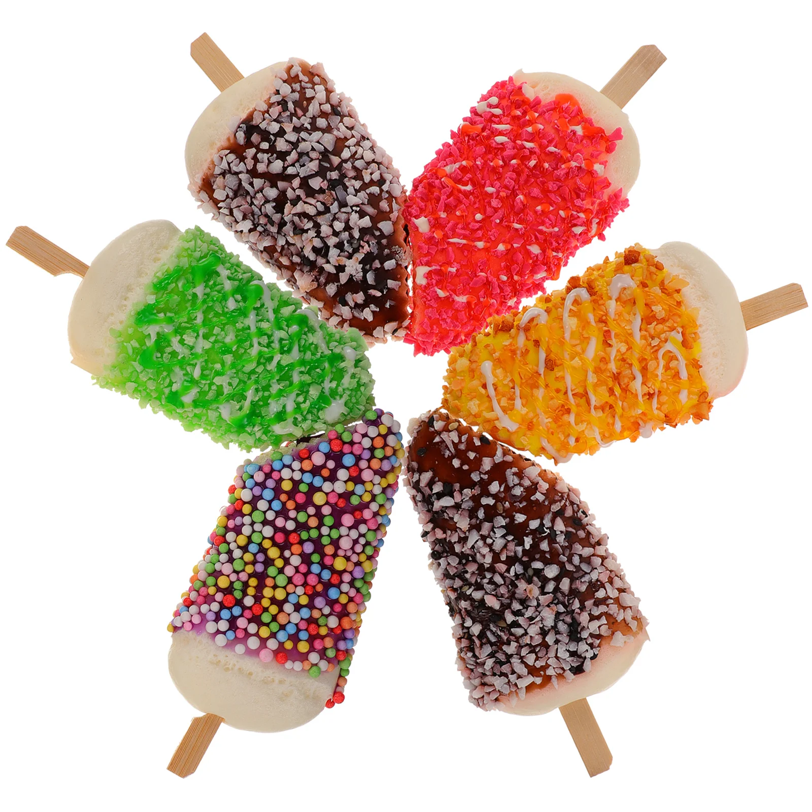 

6pcs Simulated Ice Cream Fake Desserts Artificial Models Desktop Decor Photo Props Montessori Toys PU Material Home Restaurant