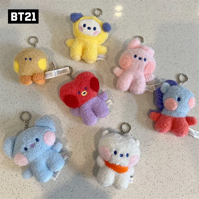 8Cm Kawaii Bt21 Animal PEQUEÑO Mini COOKY RJ TATA llavero de felpa mochila colgante de dibujos animados nuevo muñeco de peluche colgante regalo de cumpleaños