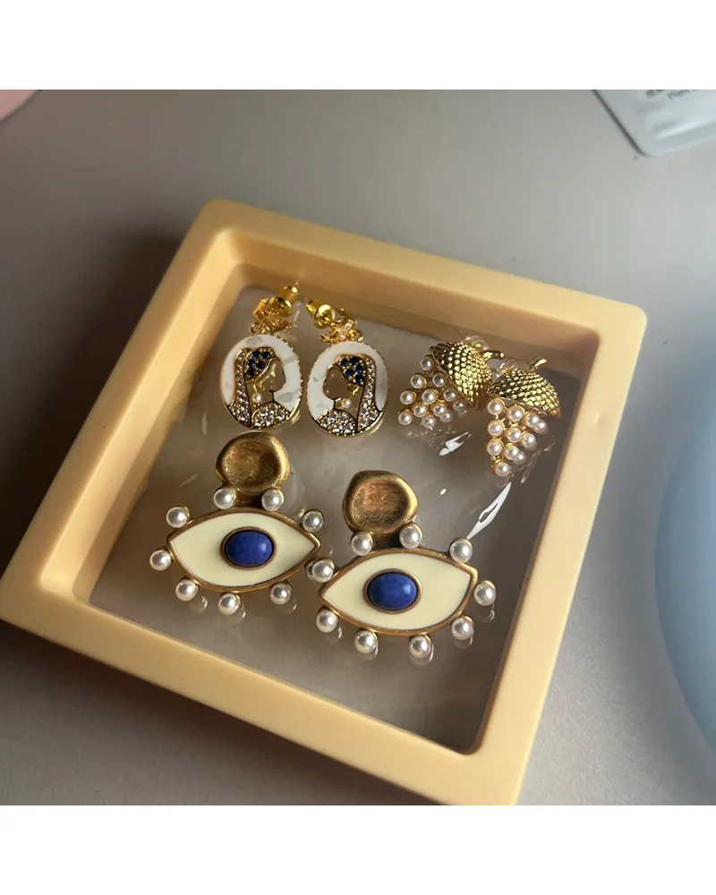 MM Retro Eye Stud Earrings for Cool Women Girls 2023 Tactile High Quality Trendy Punk Designer vintage Jewelry pearl vintage