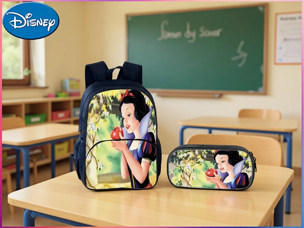 

2 in 1 Backpack Set-Elementary Children Snow White Lightweight Rucksack and Pencil Case for Unisex Boys Girls