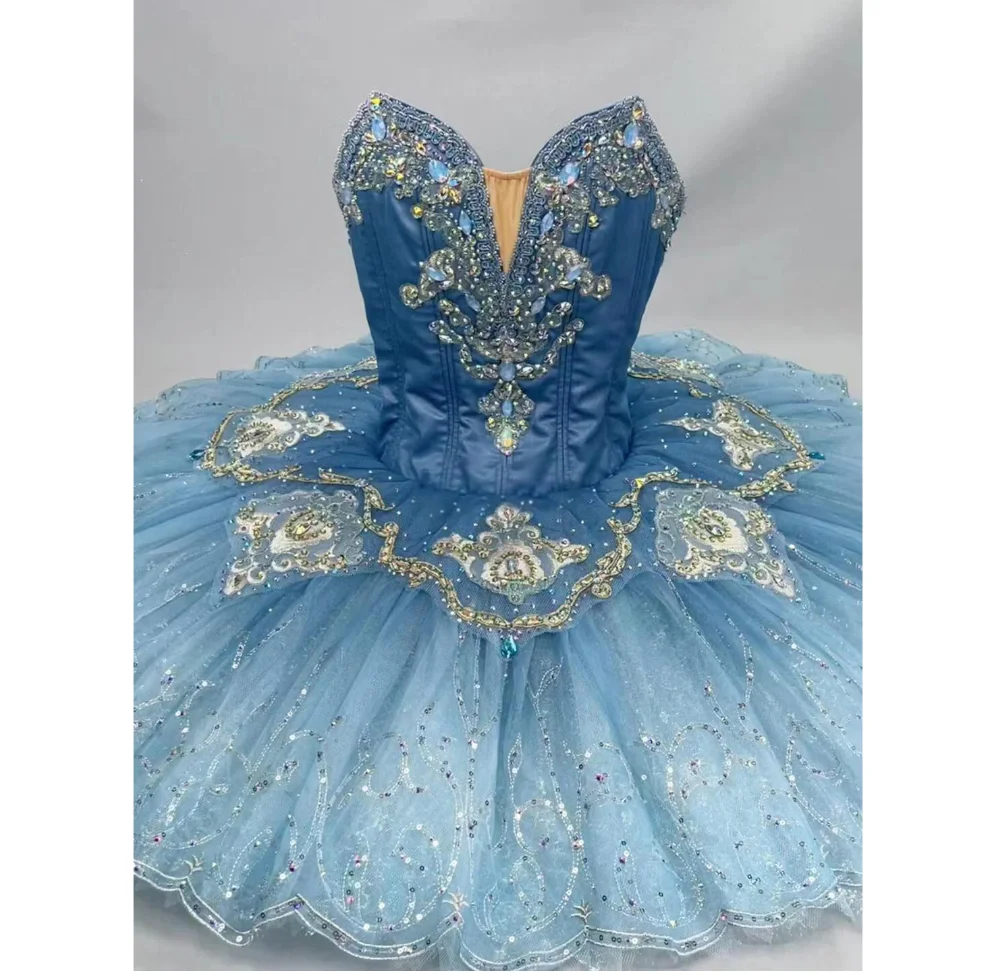 New high-end professional blue classical ballet skirt private custom adult children performance competition dress women\'s wear