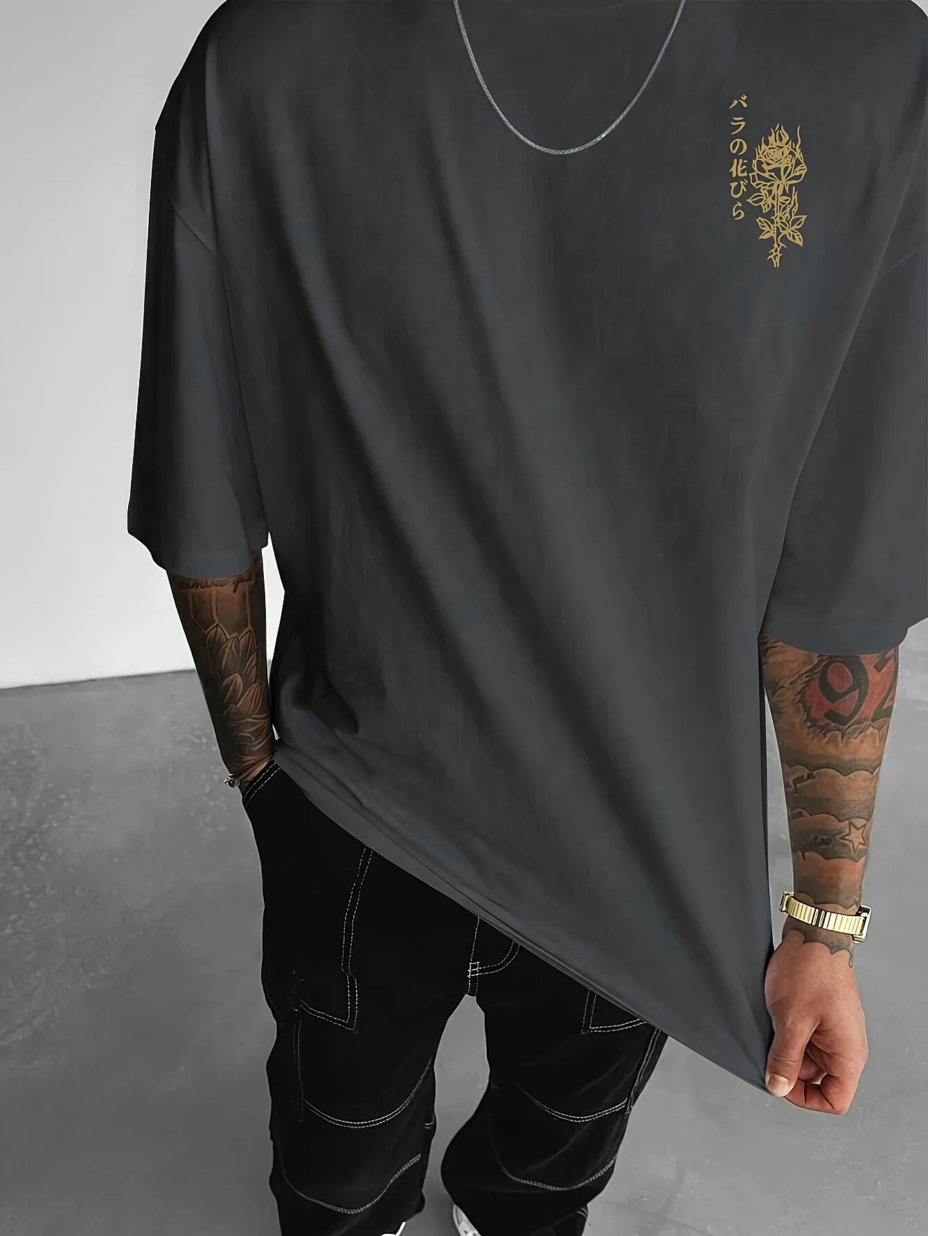 Men's summer 100% pure cotton fashionable casual loose sports Japanese pattern printed round neck short sleeved T-shirt top image 5