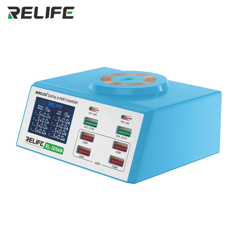 

RELIFE RL-309AW 8+1 PD Fast Charger Dual PD,Dual QC3.0,Strong Magnetic Adsorption is not in Place