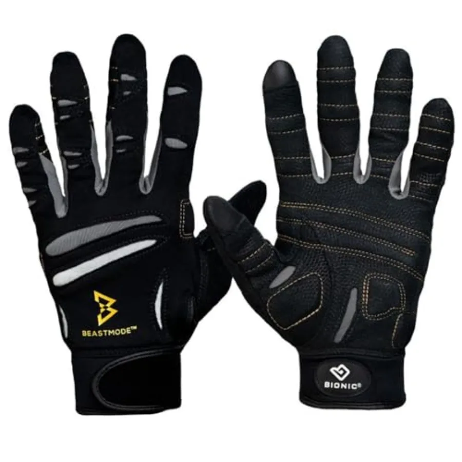 Bionic Men's Beastmode Full Finger Gym Workout Gloves