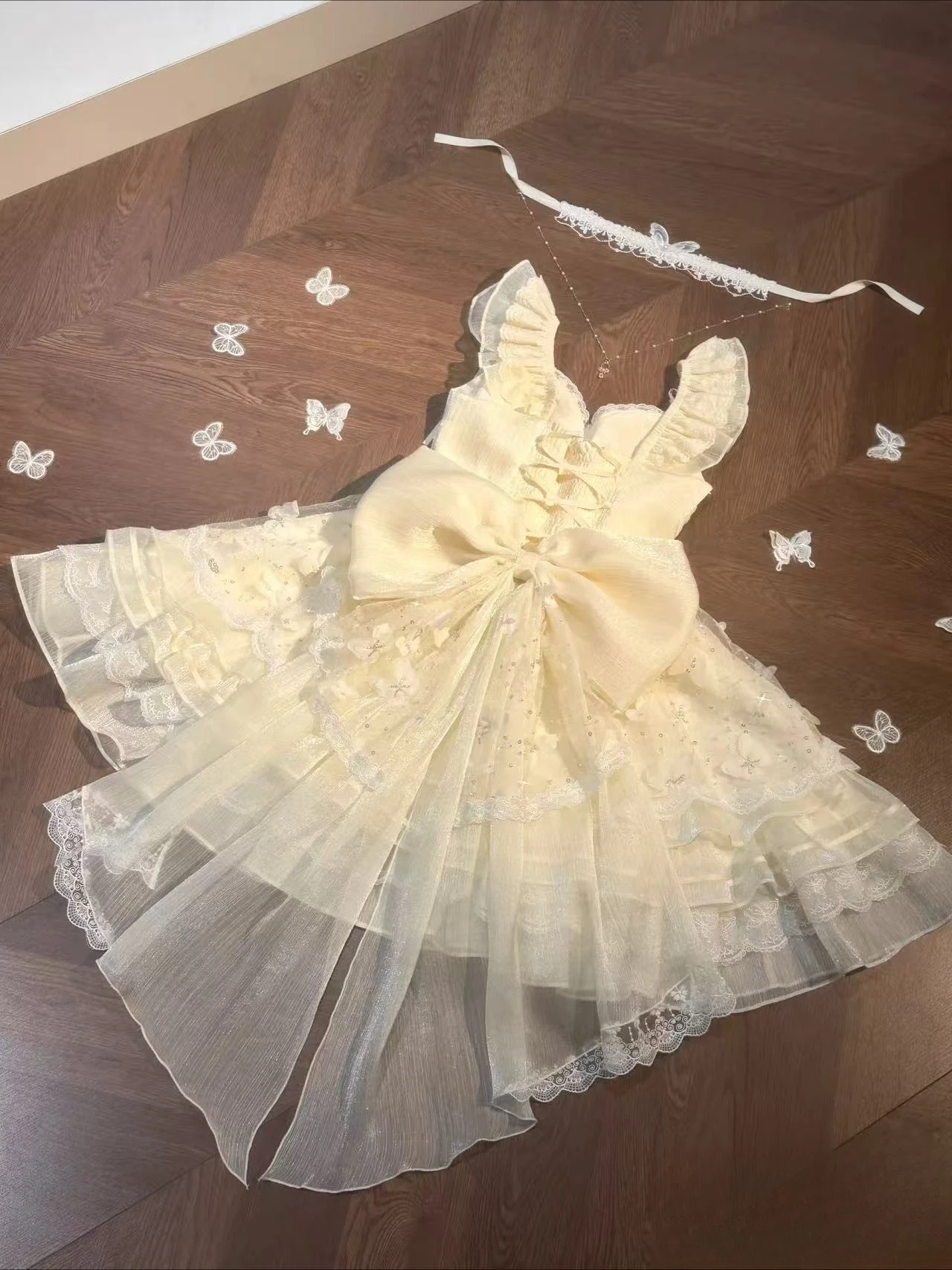 الحلو الأميرة لوليتا فستان حفلة امرأة أنيقة Y2k شيك القوس الجنية خمر فستان سليم زهرة الدانتيل ملابس الرجعية الصيف اليابانية #6