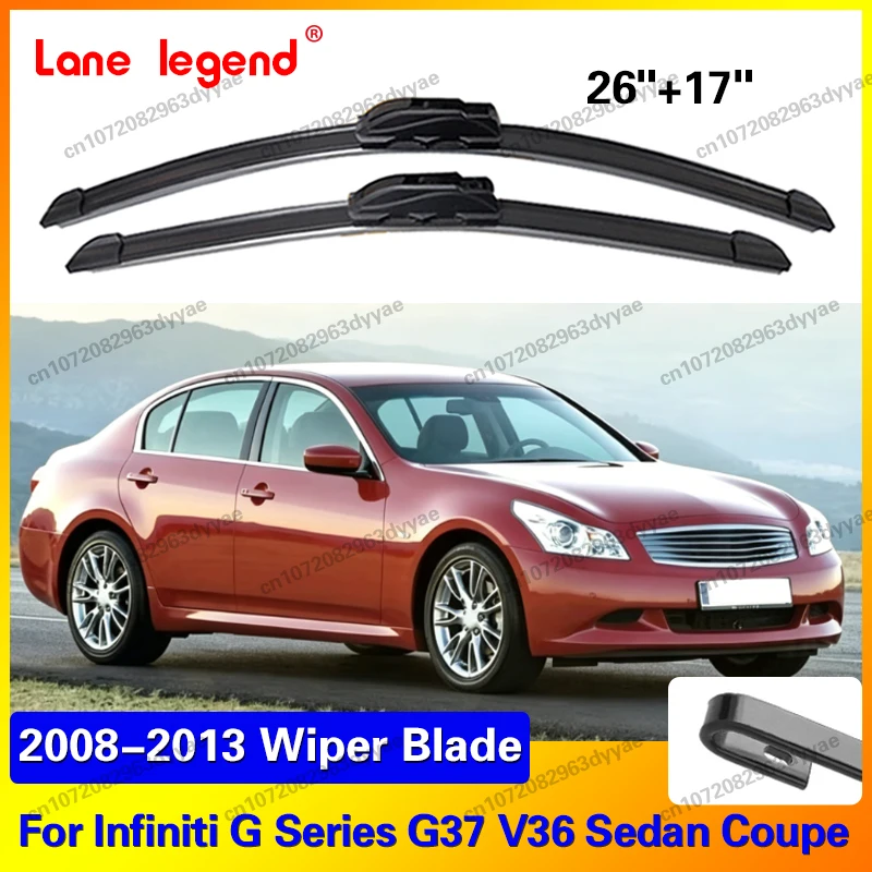 

For Infiniti G Series G37 V36 Sedan Coupe 2008-2013 Front Wiper Blade Cutter Window Boneless Frameless Rubber Accessories 26"17"