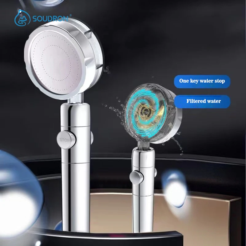 新しいプロペラ駆動シャワーヘッドコットンフィルターターボチャージャー高圧ハンドヘルドシャワーノズル