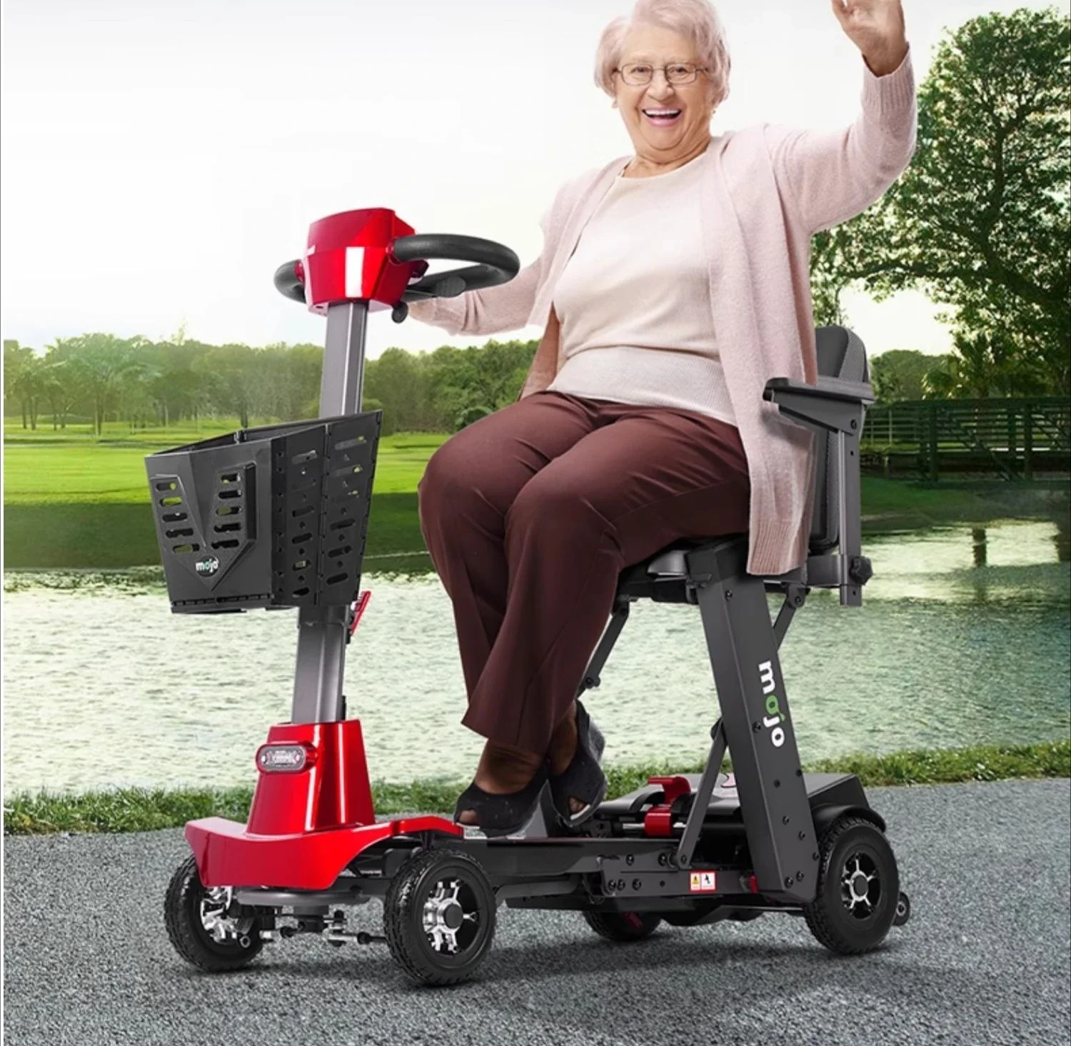 

Electric remote control folding the elderly walker four wheels light travel electric wheelchairLX