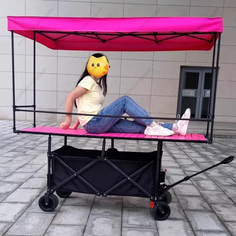 Extragroßer Straßenverkäuferwagen 120x60, Verstellbarer Klappbarer Outdoor-Campingwagen, Straßenverkäuferwagen für den Nachtmarkt – Detail 4