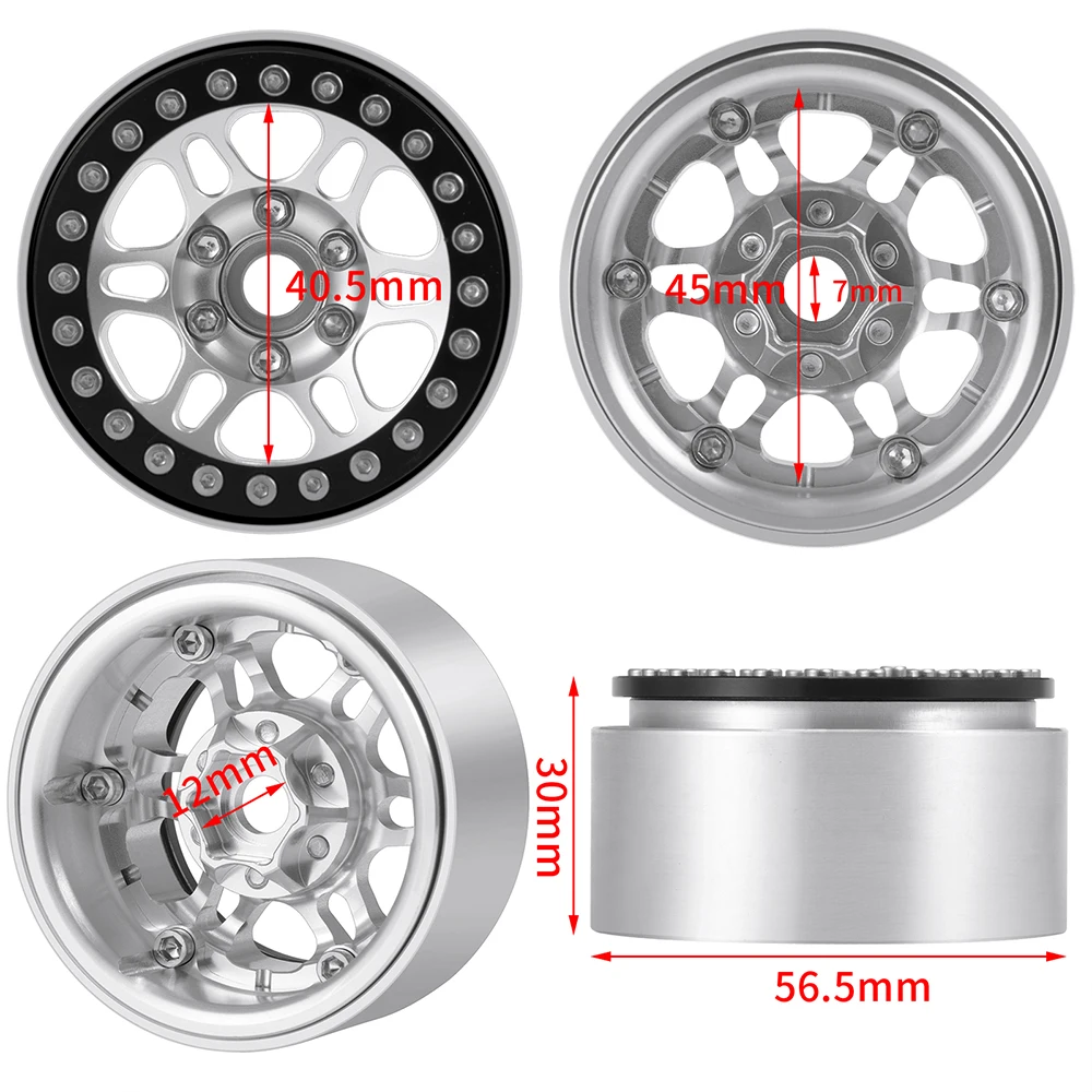 AXSPEED Aluminum Alloy 1.9 Beadlock Wheel Rim Hub for 1/10 RC Crawler Car Axial SCX10 90046 TRX4 Bronco Defender Upgrade Parts