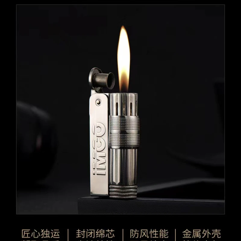 Retro Original IMCO 6700 Stainless Steel Old Gasoline Lighter Men\'s Cigarette Lighter Oil Lighter Accessories 62*22*15mm