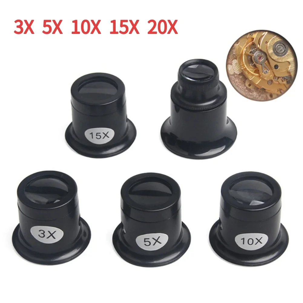 3X 5X 10X 15X 20X Jeweler Watch Magnifier Tool Portable Monocular Magnifying Glass Loupe Lens for Eye Magnifier Len Watchmakers