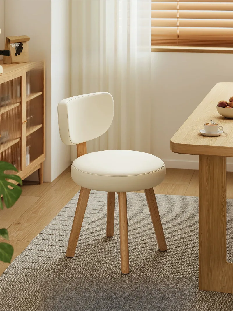 Japandi Minimalist Natural Wood Upholstered Dining Chair Comfortable Backrest Home Accent