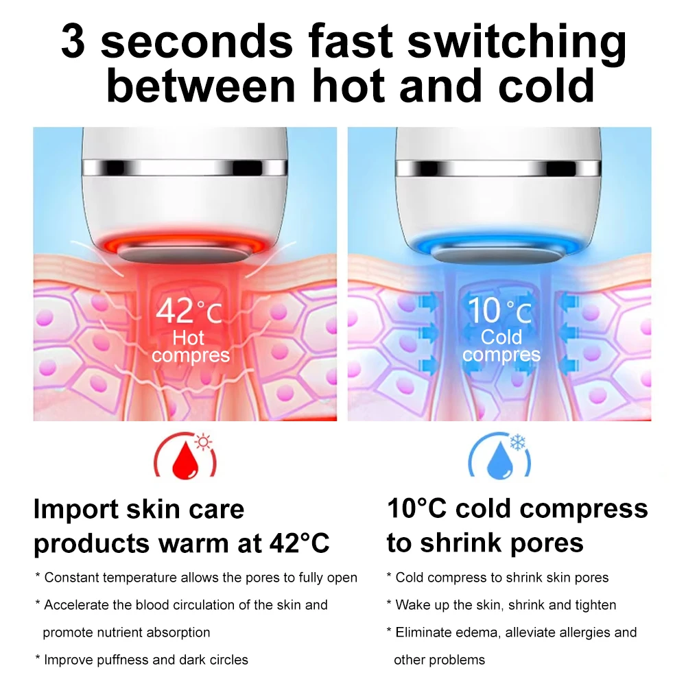 AOKO-martillo Facial cálido y refrescante, máquina de belleza de fotones LED, vibración ultrasónica, masaje Facial, dispositivo de cuidado de la piel de los ojos, herramienta para la piel