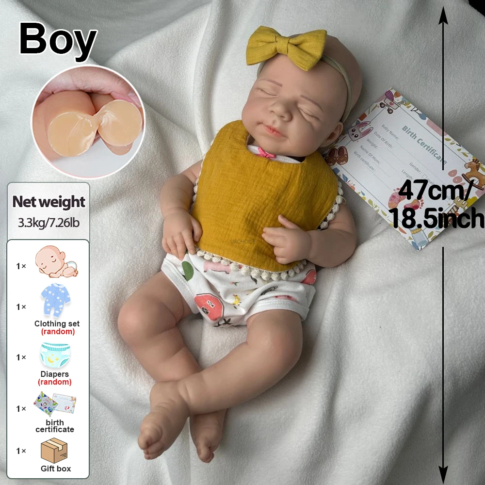 19 zoll Lebensechte Silikon Reborn Puppen Weiche Baby Junge Realistische Texturen Wasserdichte Puppe Für Bildungs Zwecke Kinder Spielzeug