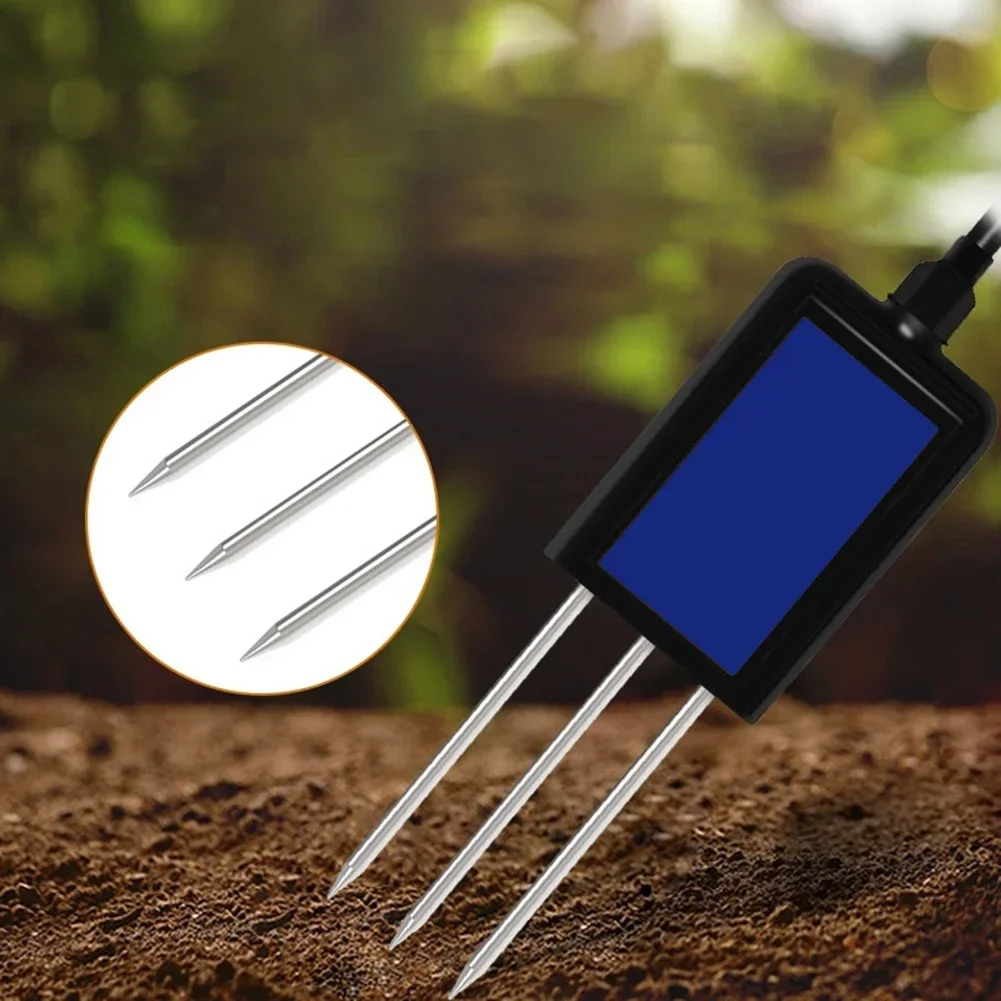 RS485 Soil Moisture Temperature Humidity EC Sensor Detector Plastic Material Size 135x65mm DC 9 24V Power Supply