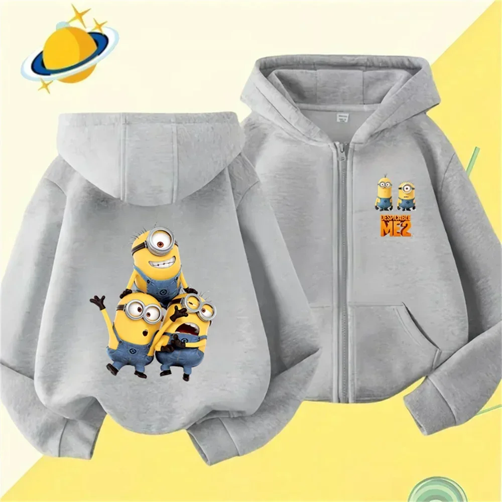 

Boy and Girl Minions Cartoon Children's Hoodie Quality Jacket Y2K Hip-hop Funny Autumn and Winter Casual Home Can Be Worn