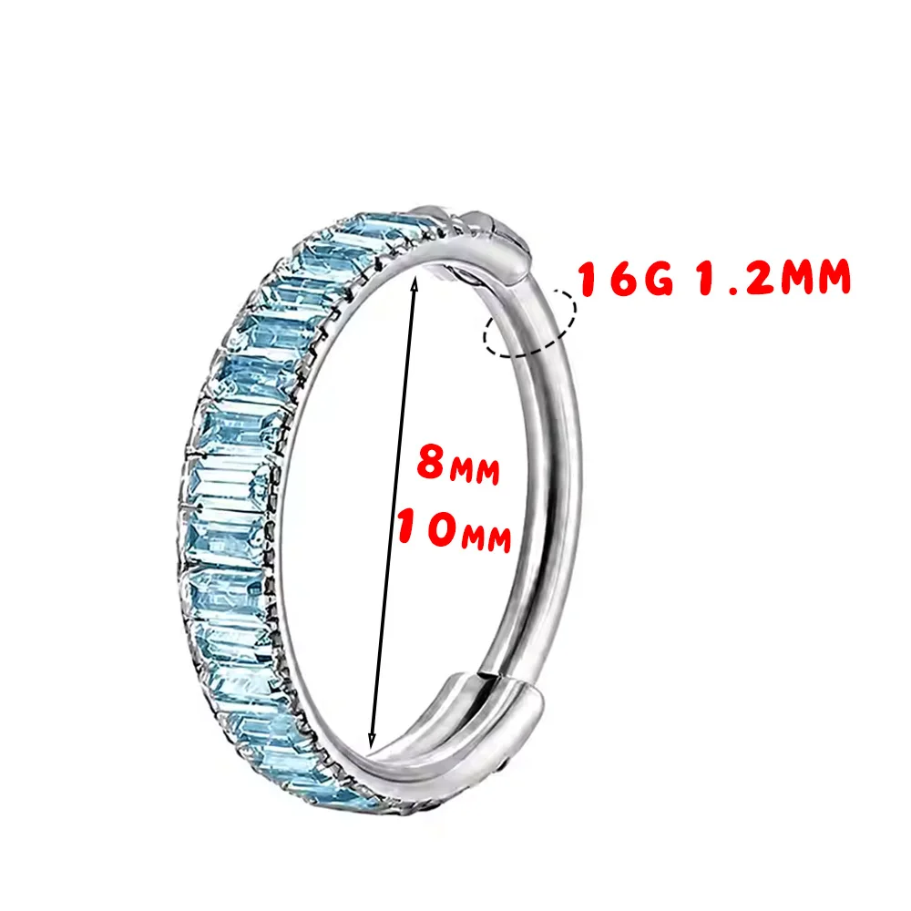 ASTM F136 Implantat-Titan Clicker-Ring Mehrschichtiger Quadratischer CZ Dopamin-Farbener Piercing-Schmuck für Nase, Knorpel, Tragus – Detail 2