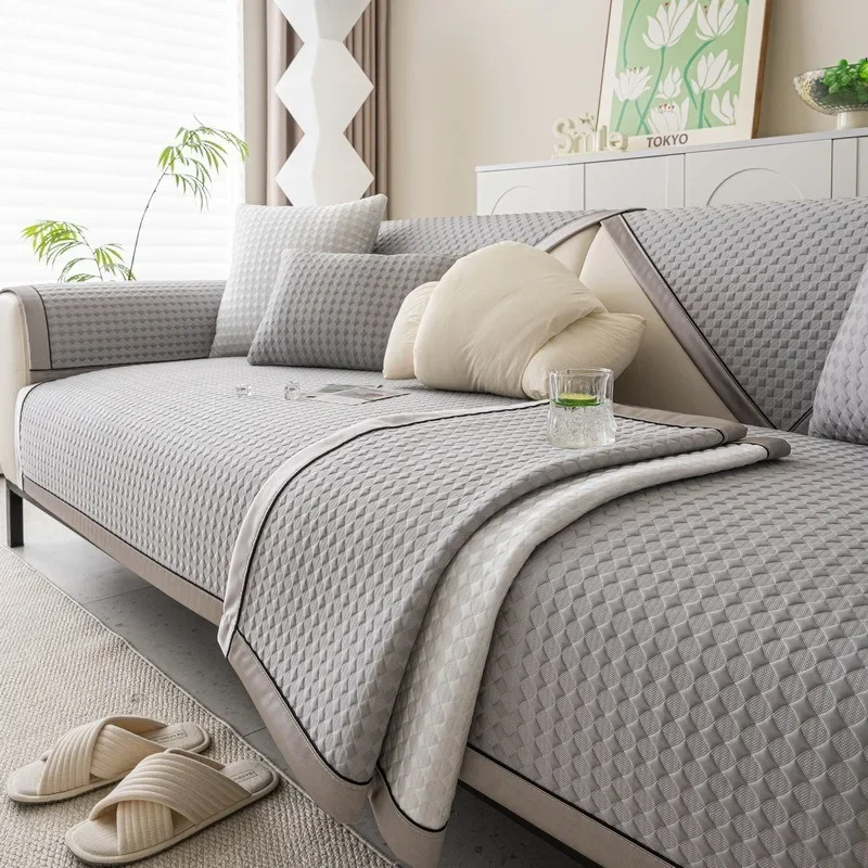 

Summer Ice Silk Sofa Cover Anti-Slip Couch Covers Universal L Shaped Sofa Slipcover Air Conditioning Couch Mat Protector 쇼파패드