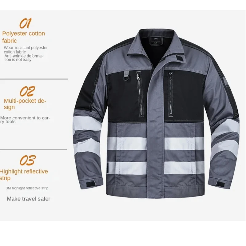 2026 جديد ملابس العمل الرجال البناء عاكسة السلامة المآزر بدلة لحام ورشة تصليح السيارات ميكانيكي حجم كبير الملابس