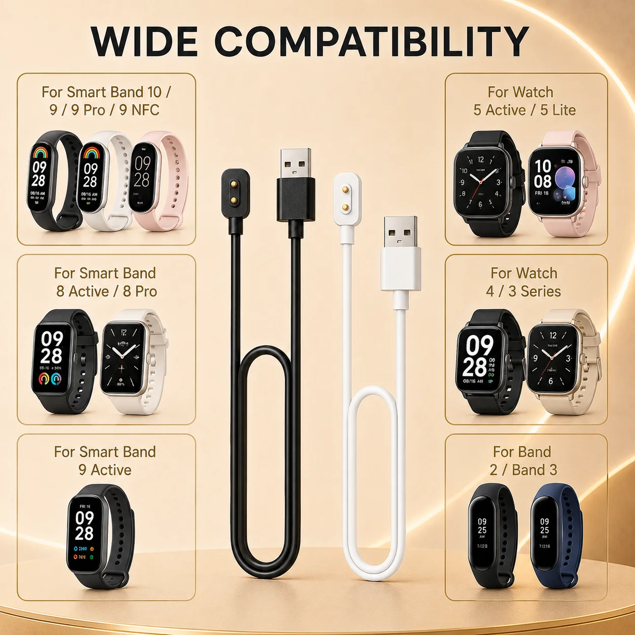 Magnetic Charger For Redmi Watch 5 Active/Lite Mi Band 10/9 Pro/8 Mi Band 8/9 Active Universal USB Charging Cable Watch4/4active