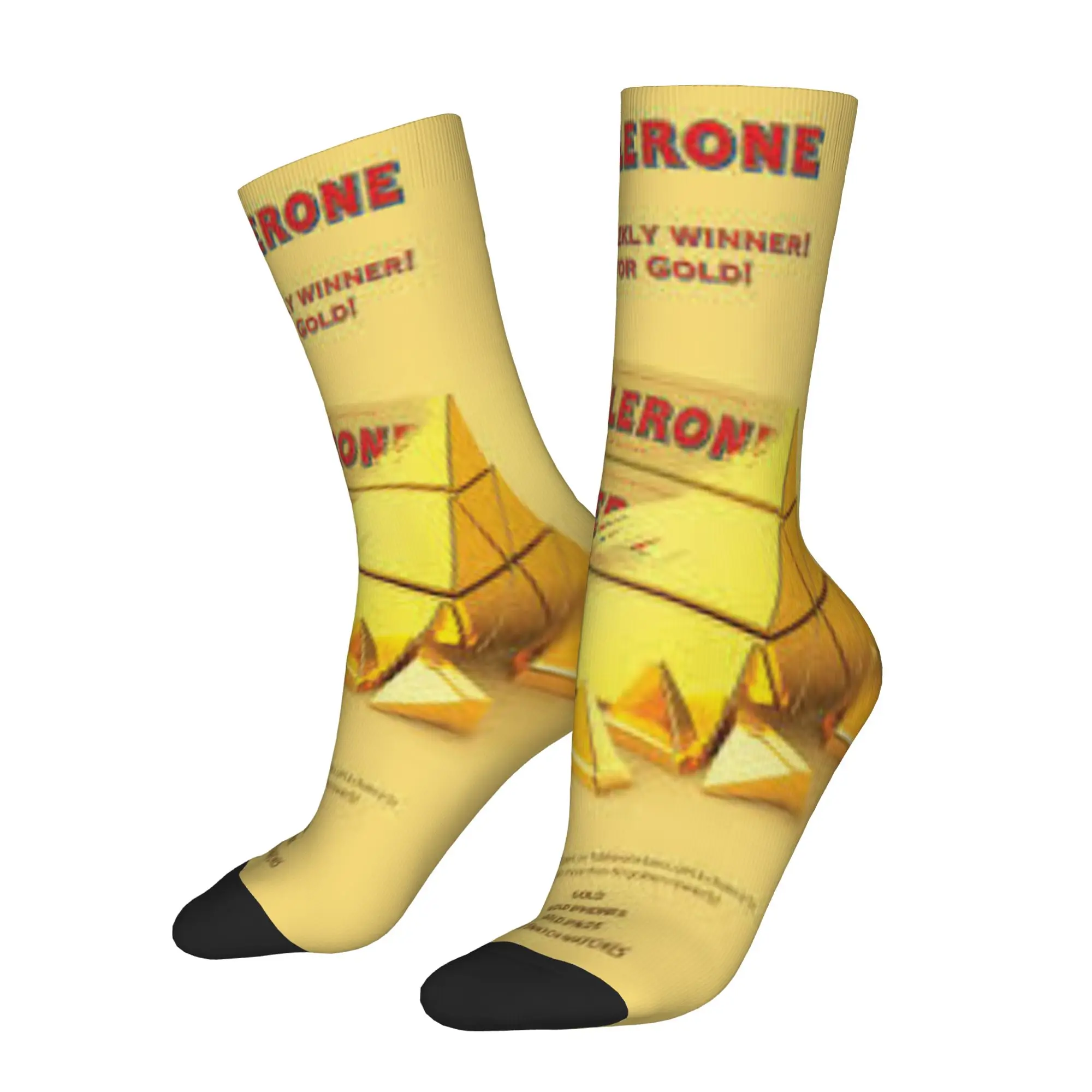 1 par de calcetines divertidos Toblerone Triangle Rock con patrón sin costuras, calcetines estampados para hombre, calcetines informales para hombre