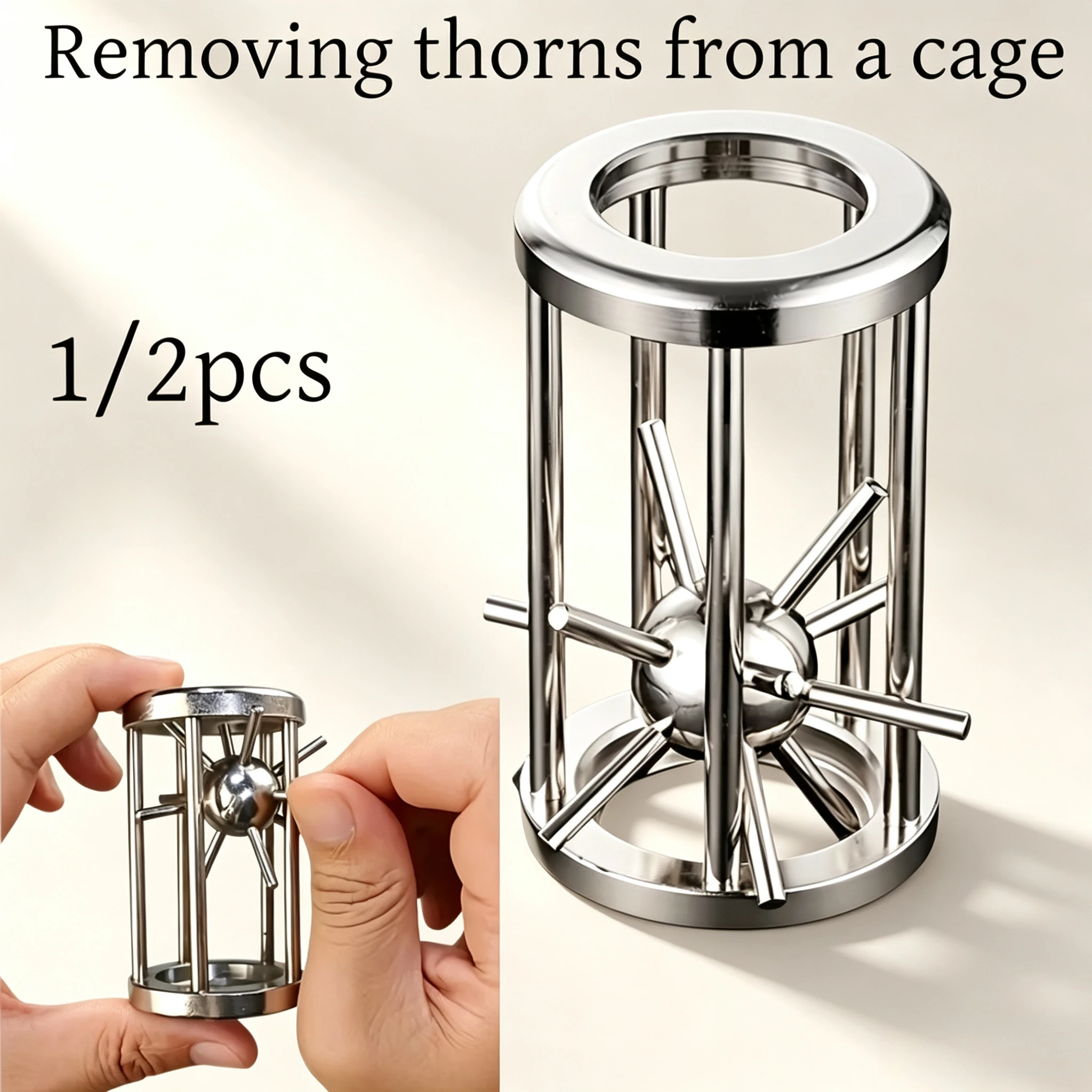 1/2pcs Classic Metal Brain Teaser Lock Puzzles Stainless Steel Cage Challenge Game for Adults Children IQ Test Toys Funny Gifts