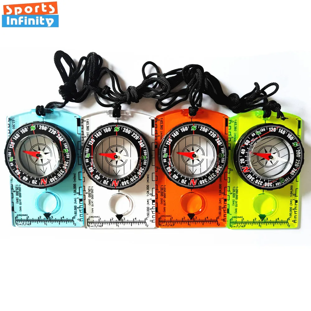 New Acrylic Compass Surveying Ruler Scale Bar Magnifying Glass 3-in-1 Multifunctional Compass for Camping Hiking Accessories