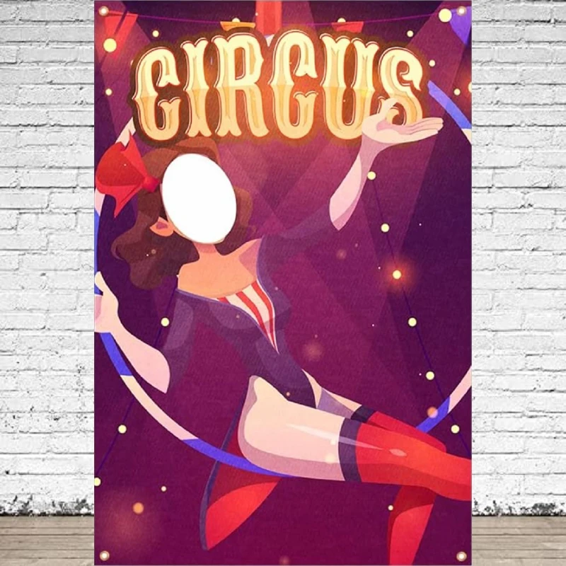 Circus Photo Door Face Cutout Banner Photography Backdrop  Carnival Party Background Face in Hold Pretend To Play Game Props