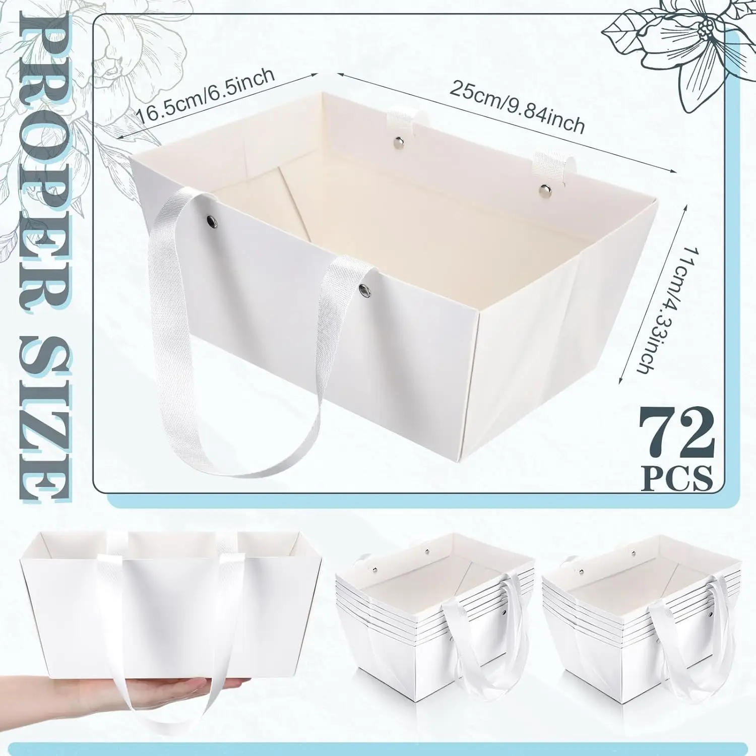 Baskets for Gifts Waterproof Empty Kraft Basket with Handles Gift Basket Empty to Fill for Wedding Party Christmas Valentines
