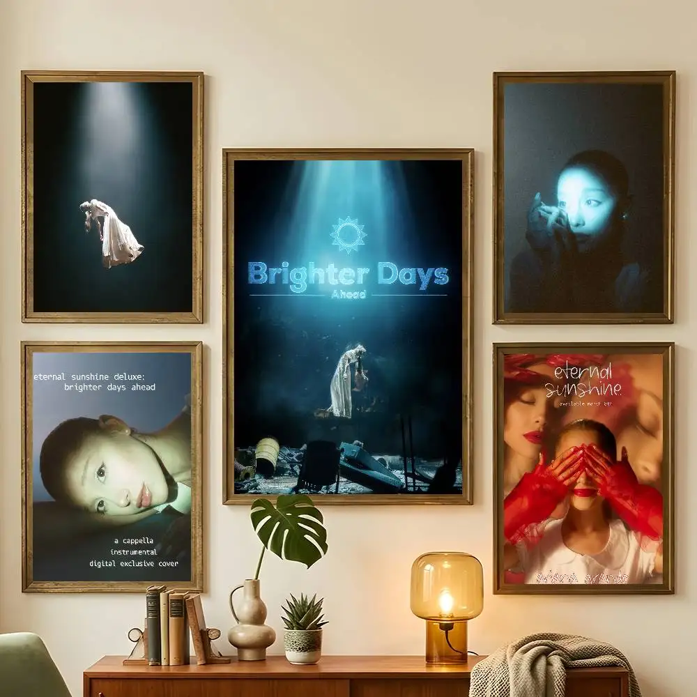 Singer A-Ariana G-Grande Eternal Sunshine Poster For Bedroom Gamer Room Decor Restaurant Wall Trendy Aesthetic Gift