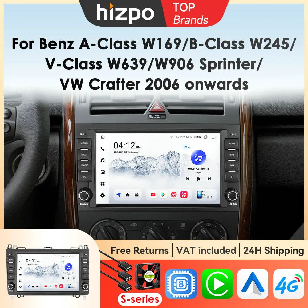 Hizpo 8 "Carplay Android Auto Radio Für Mercedes Sprinter Benz B200 Vito W639 Viano B Klasse W169 W245 W209 multimedia 2Din 7862