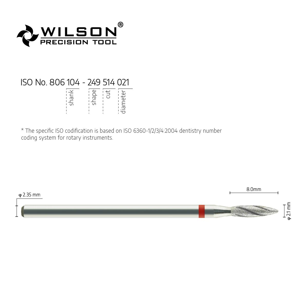 2.1mm Flame Shape 8005221 With Cooling Groove High Wearing Feature Well Sun Dental Diamond Bits Dental Bur