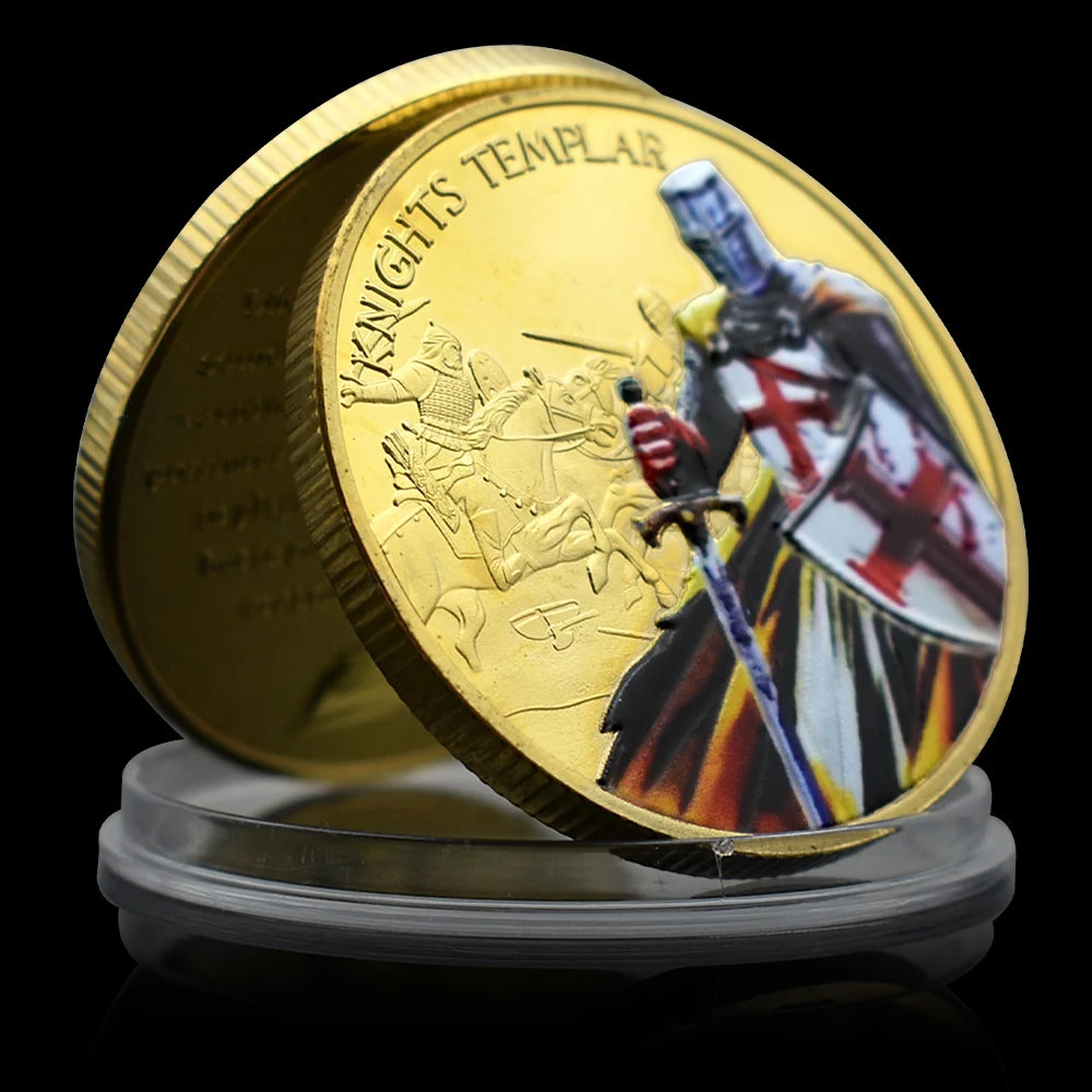 Gold/Silver/Bronze Plated Knights Templar Cross Commemorative Coin Collectibles Souvenir Christian Challenge Coin replica