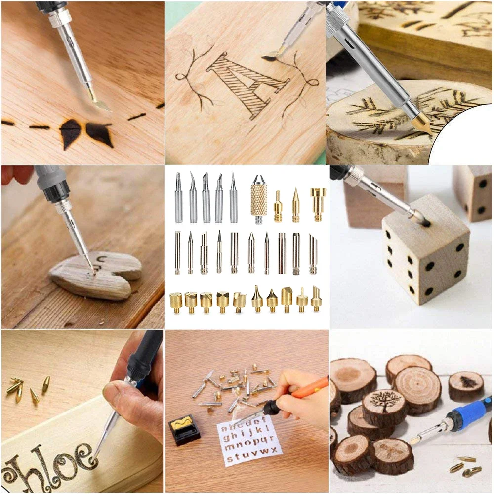 JCD 908S 80W Electric Soldering Iron Engraving Pen Wood Burning Kit Flipping Word Embossing Pyrography Tool Craft 28PC TIP Sets