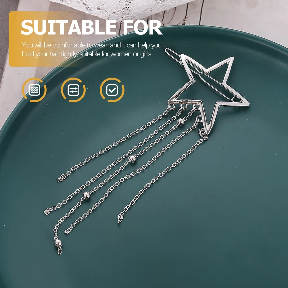 

2 Pcs Hair Clip Durable Metal Tassel Shaped Women Girls Star Hair Women Hairpin Barrette Party Hairstyle Tools Hairpin