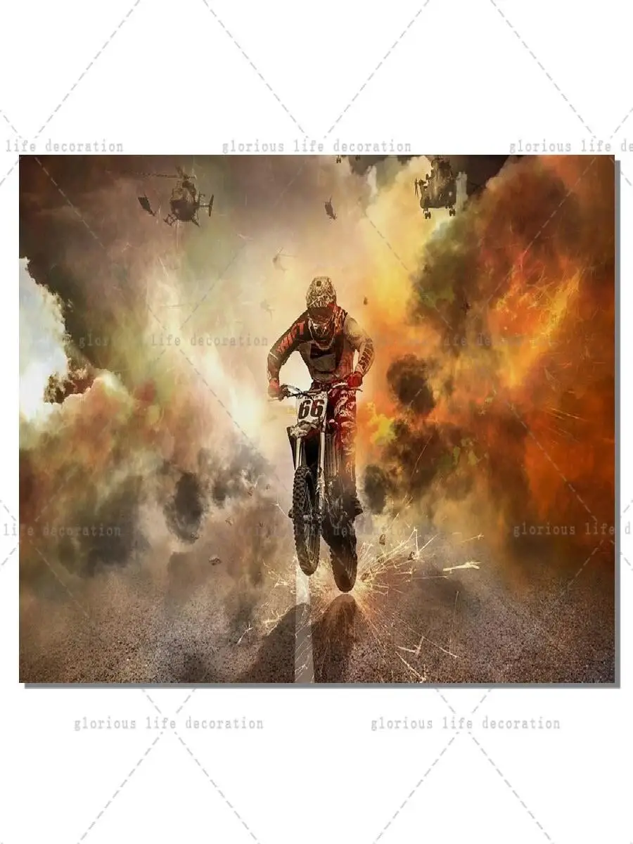 Motorracen Biker Canvas Art Poster, Sportfiets Wanddecoratie voor woonkamer en slaapkamer