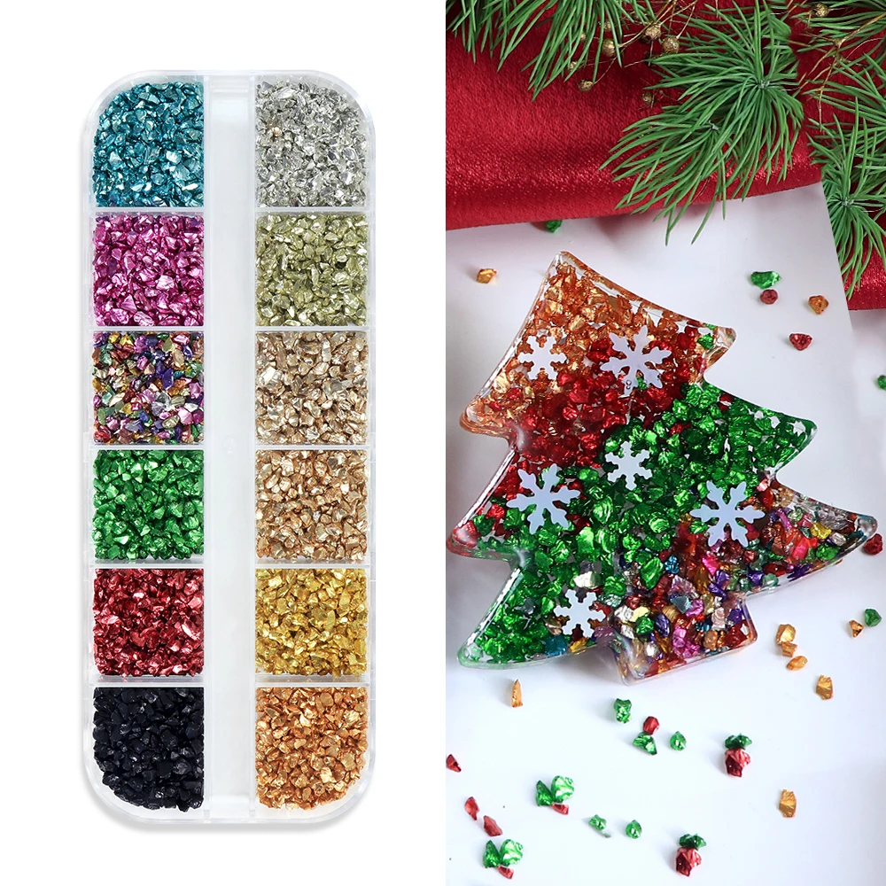 

Нерегулярные кусочки стекла для эпоксидной смолы, аксессуары для творчества, металлические цветные дробленые стеклянные камни, наполнители для силиконовых форм, для поделок своими руками