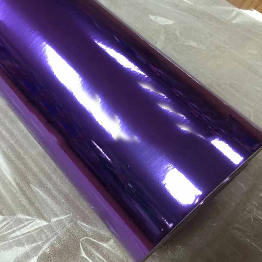 10/20/30/40/50/60CMX152CM/LOT Purple Chrome Mirror Vinyl Car wrapping Sticker Silver Chrome mirror car Vinyl with air Channels