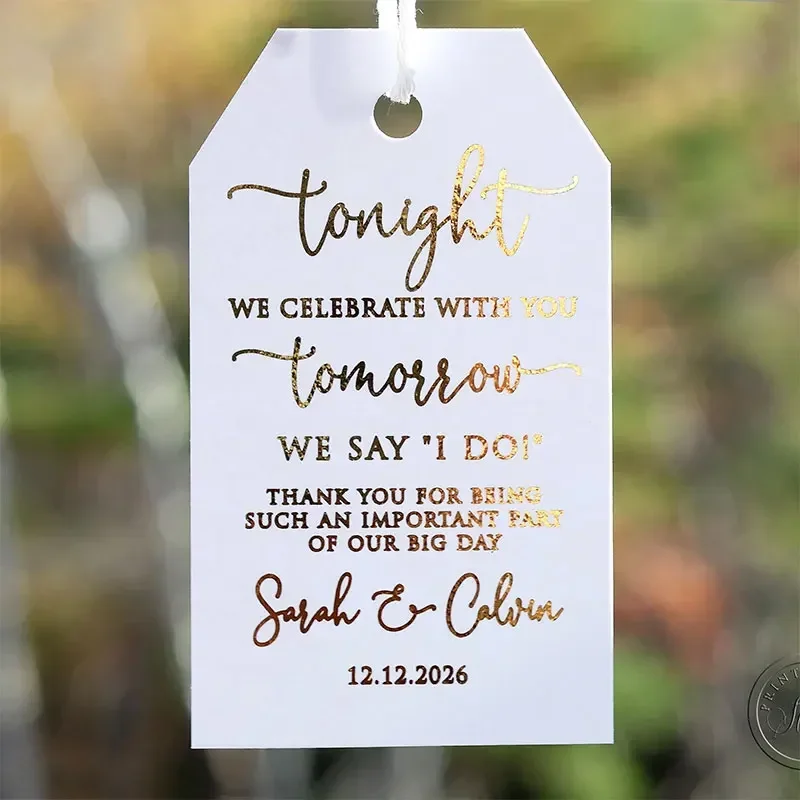 

Custom Printed Gold Thank You Tags Modern Wedding Gift Calligraphy Thank You Labels Personalized Gold Foil Gift Tags