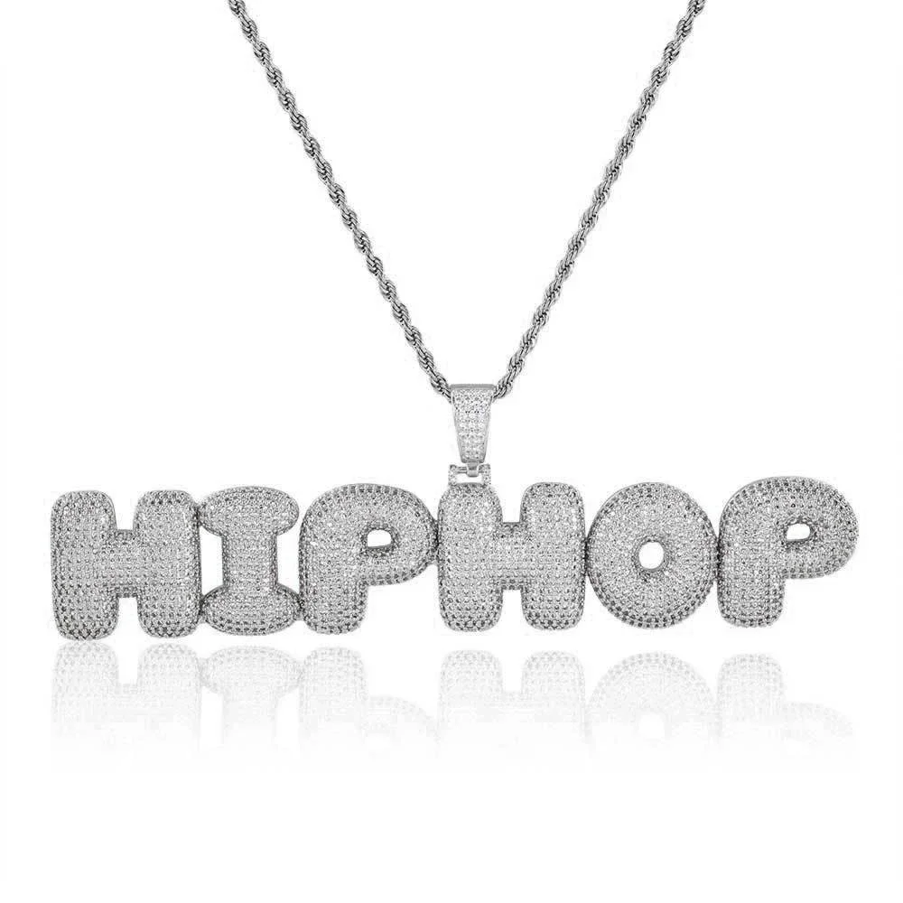 

Custom Hip - Hop Style Nameplate Necklace Personalized Pendant Cubic Zirconia Inlay Bling Tennis Chain Jewelry Trendy Rapper